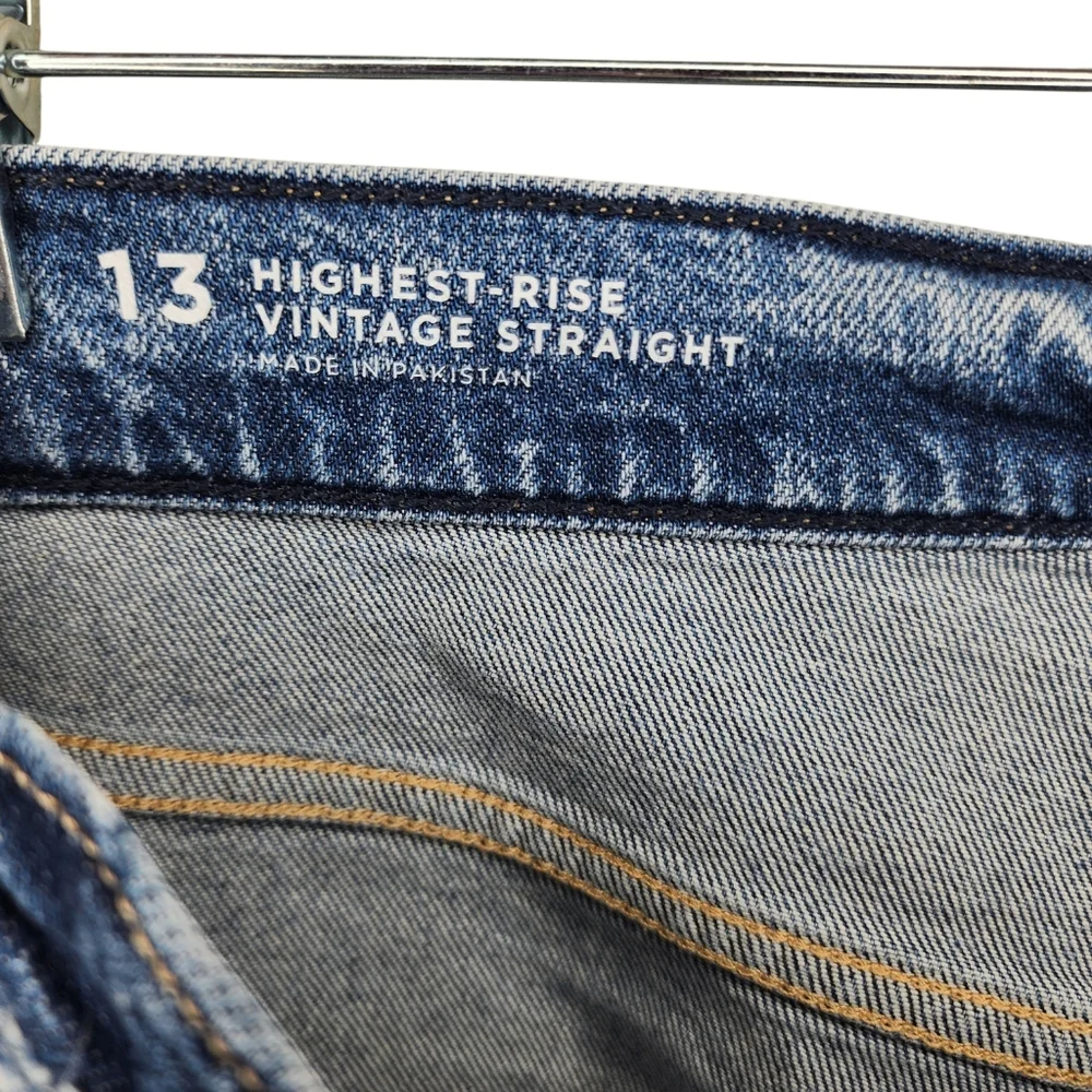 Arizona Jean Co Highest Rise Straight Leg Studded Distressed Jeans Blue Women 12
